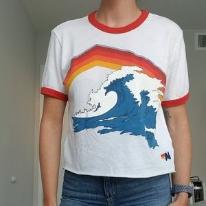 Aviator Nation Women's Cropped Ringer Graphic Tee